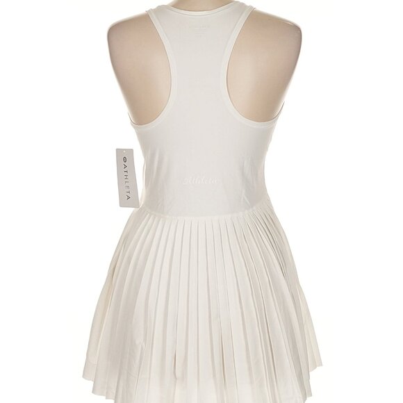 Athleta Match Point Pleated white tennis Dress   sz M/P    NEW athletic dress - Picture 4 of 5